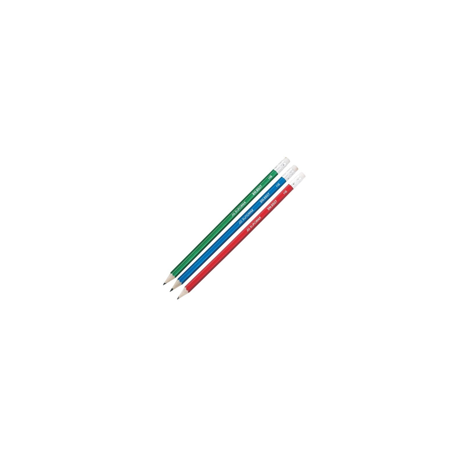 Олівець графітний Buromax НВ, with eraser, Metallic, assorted colors, tube (BM.8507)