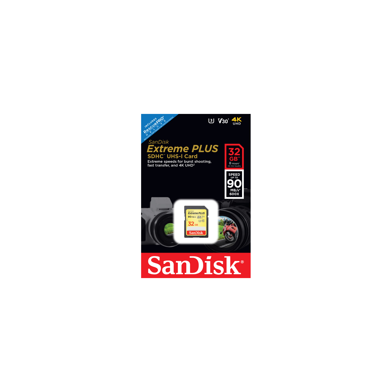 Карта пам'яті SanDisk 32GB SDHC class 10 V30 UHS-I U3 4K Extreme (SDSDXWF-032G-GNCIN) зображення 3