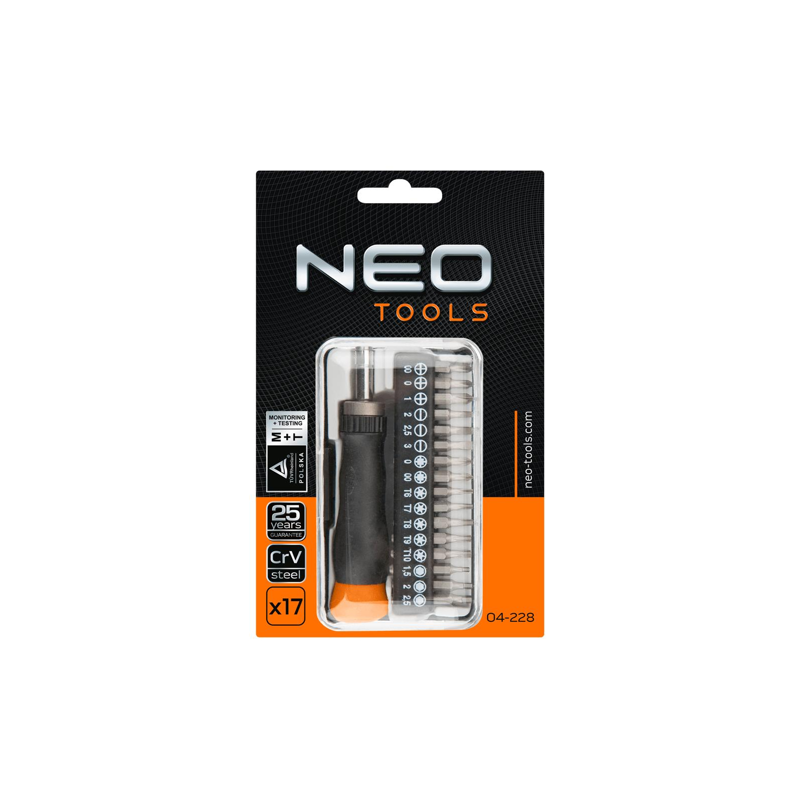 Набір інструментів Neo Tools насадки прецизійні з утримувачем, 17 шт. (04-228) зображення 2