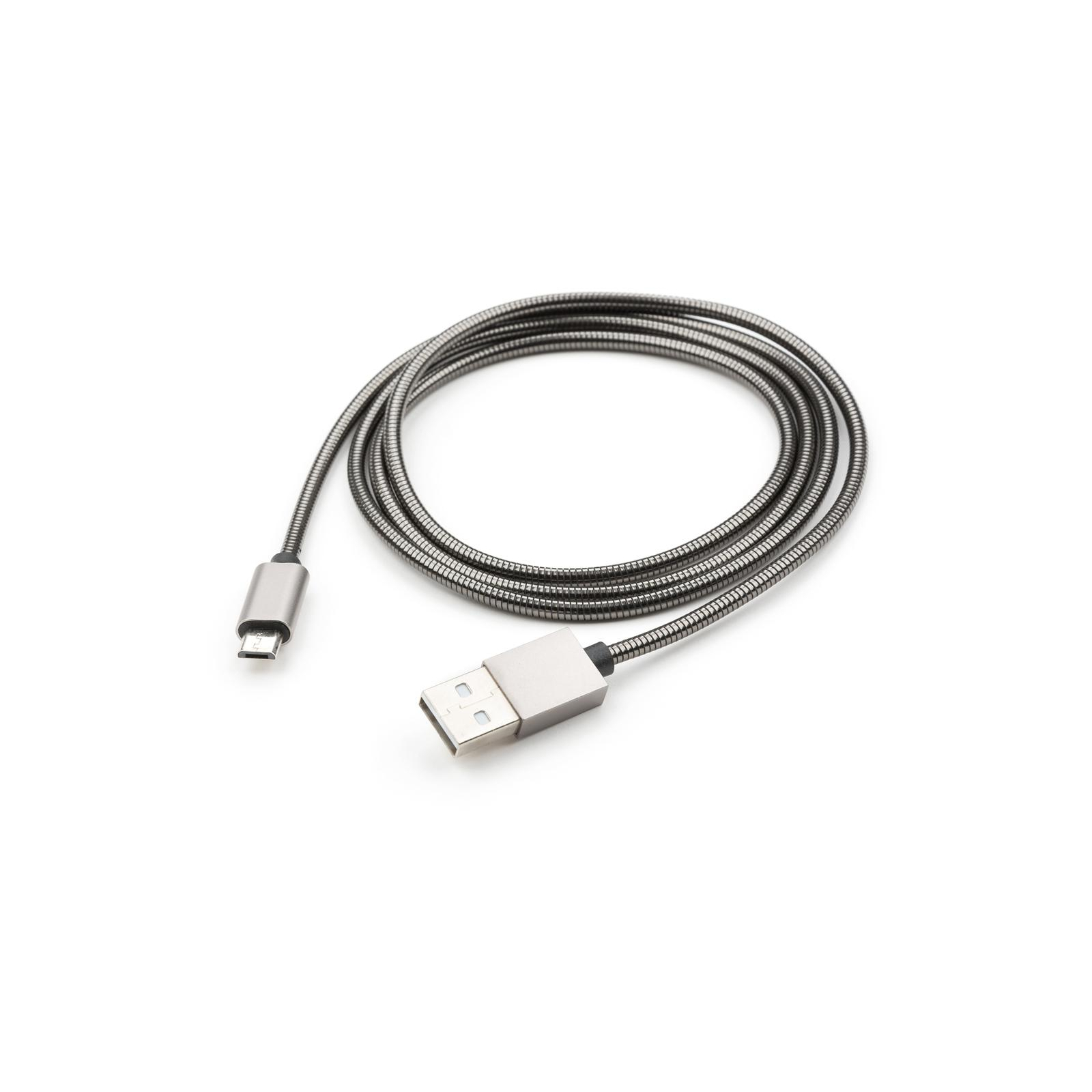 Дата кабель USB 2.0 AM to Micro 5P 1m stainless steel gray Vinga (VCPDCMSSJ1GR) зображення 3
