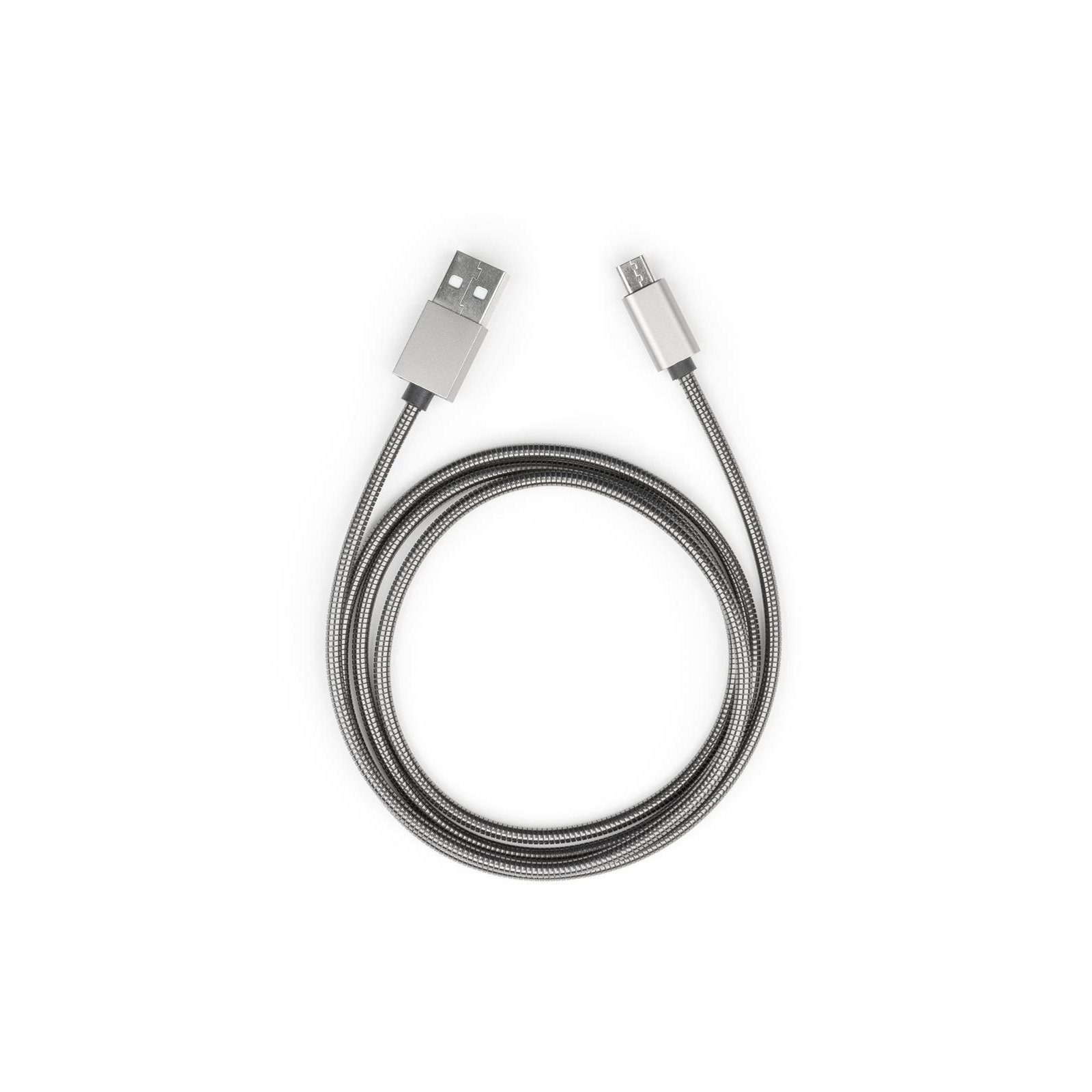 Дата кабель USB 2.0 AM to Micro 5P 1m stainless steel gray Vinga (VCPDCMSSJ1GR) зображення 5