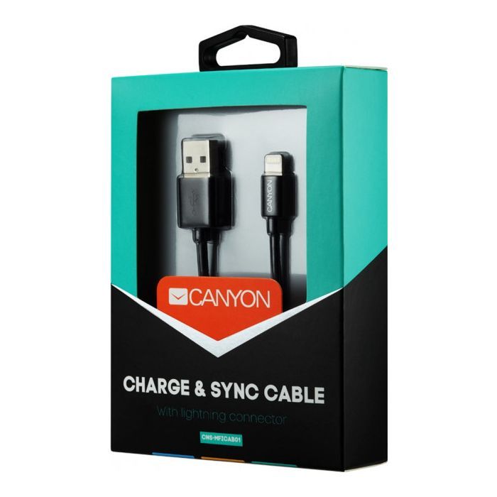 Дата кабель USB 2.0 AM to Lightning 1.0m MFI Black Canyon (CNS-MFICAB01B) изображение 3