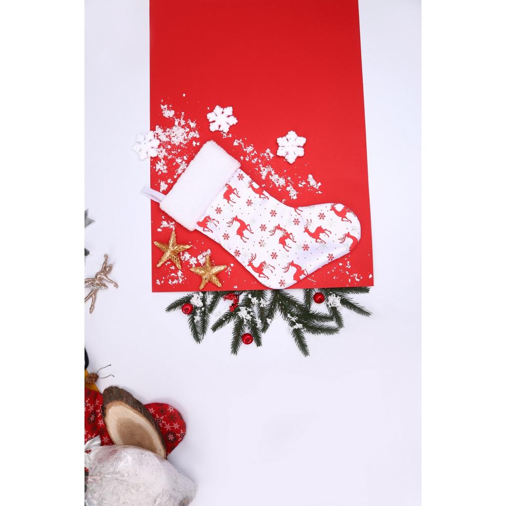 Украшение декоративное ColorWay Носок для подарков Merry Christmas WHITE (олени), 38 см (CW-MCS38WH) изображение 3