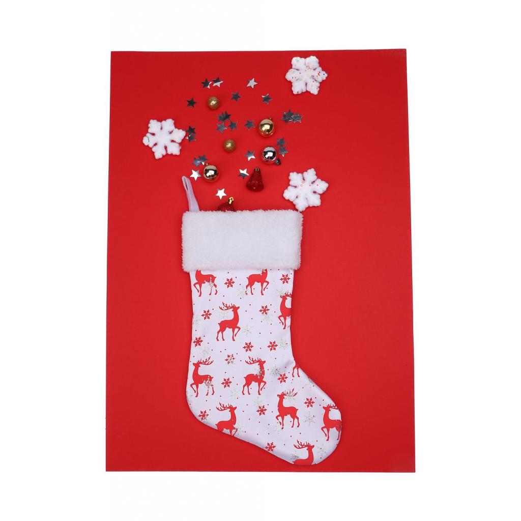 Украшение декоративное ColorWay Носок для подарков Merry Christmas WHITE (олени), 38 см (CW-MCS38WH) изображение 4