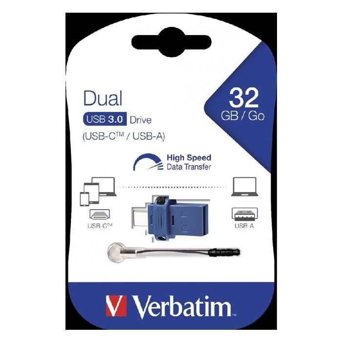 USB флеш накопитель Verbatim 32GB Dual USB Drive USB 3.0/Type-C (49966) изображение 2