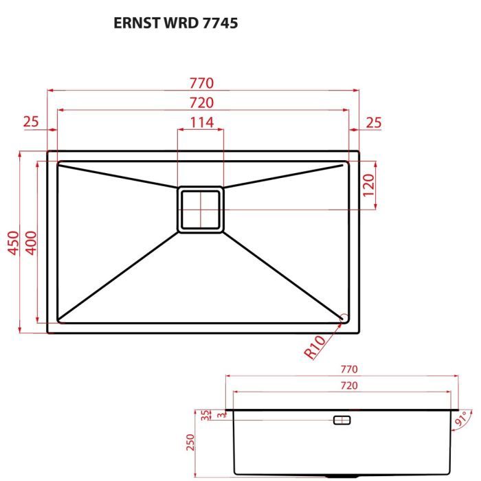 Мойка кухонная Weilor ERNST WRD 7745 изображение 9