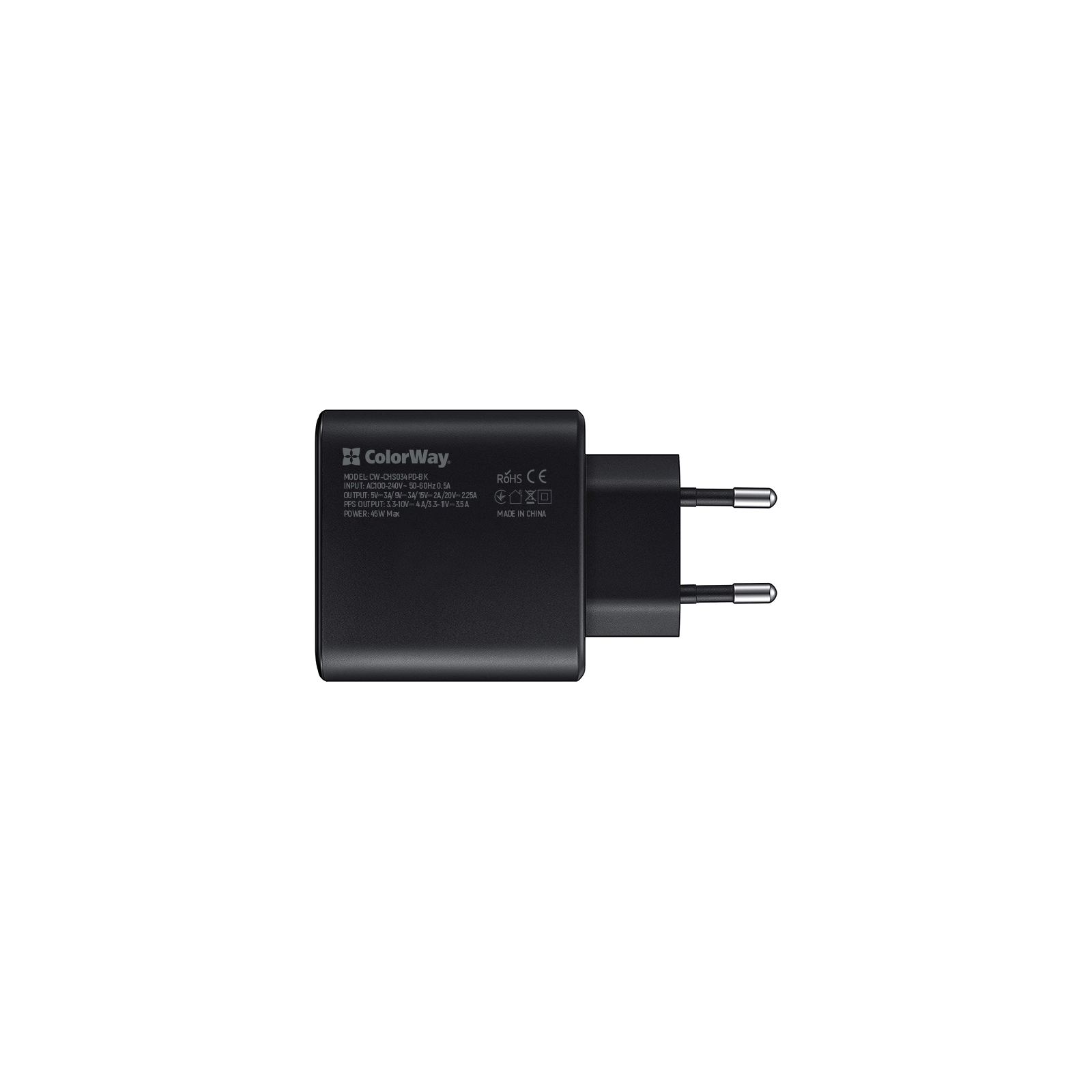 Зарядное устройство ColorWay Power Delivery Port PPS USB Type-C (45W) black (CW-CHS034PD-BK) изображение 2
