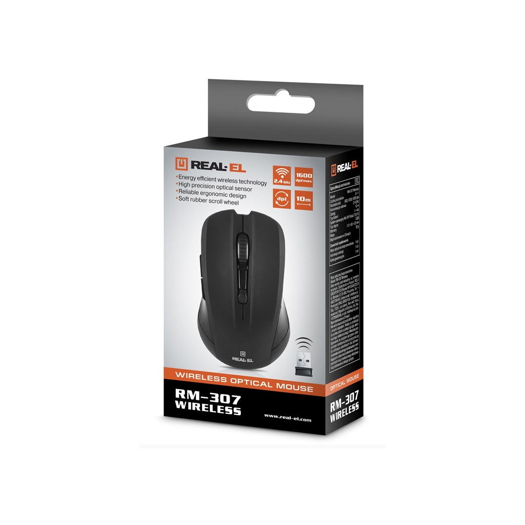 Мышка REAL-EL RM-307 Wireless Black изображение 10