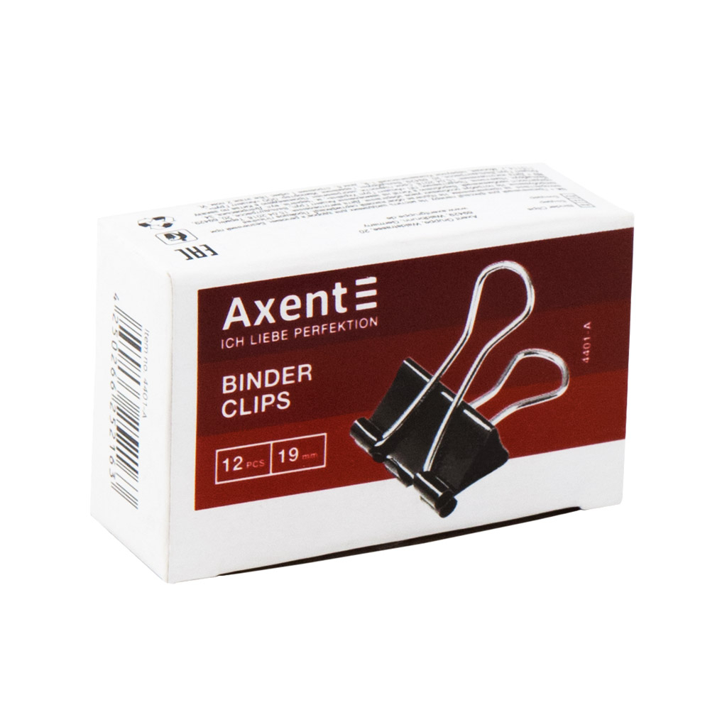 Біндер металевий Axent 19 мм, 12шт, black (4401-A) зображення 2