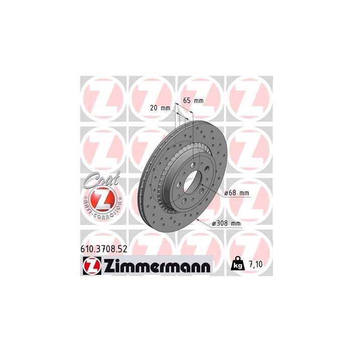 Тормозной диск ZIMMERMANN 610.3708.52