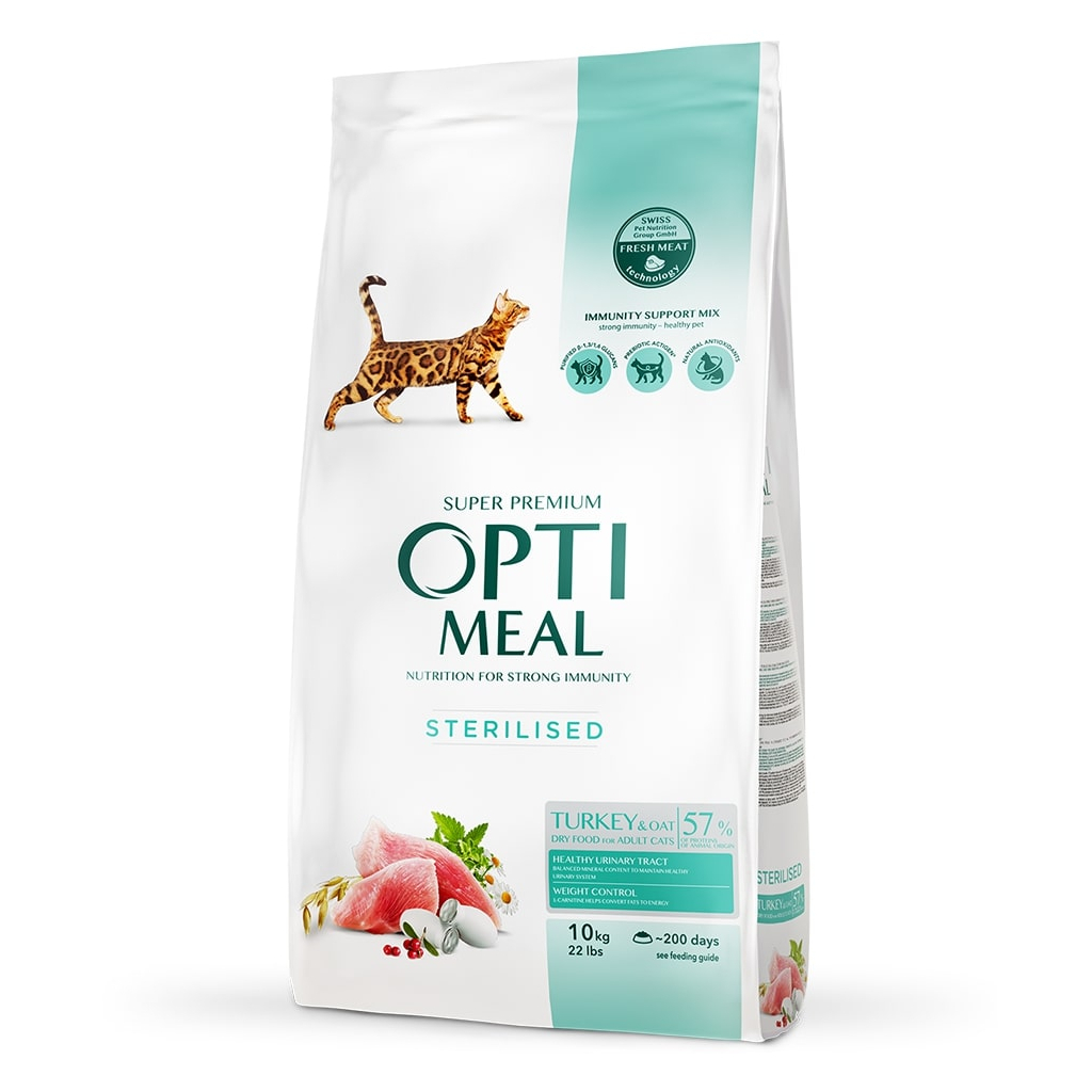 Сухий корм для кішок Optimeal для стерилізованих/кастрованих індичка та овес 4 кг (B1840601)