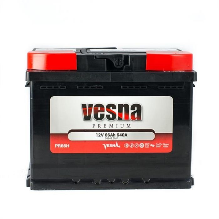 Аккумулятор автомобильный Vesna 66 Ah/12V Premium Euro (415 266)