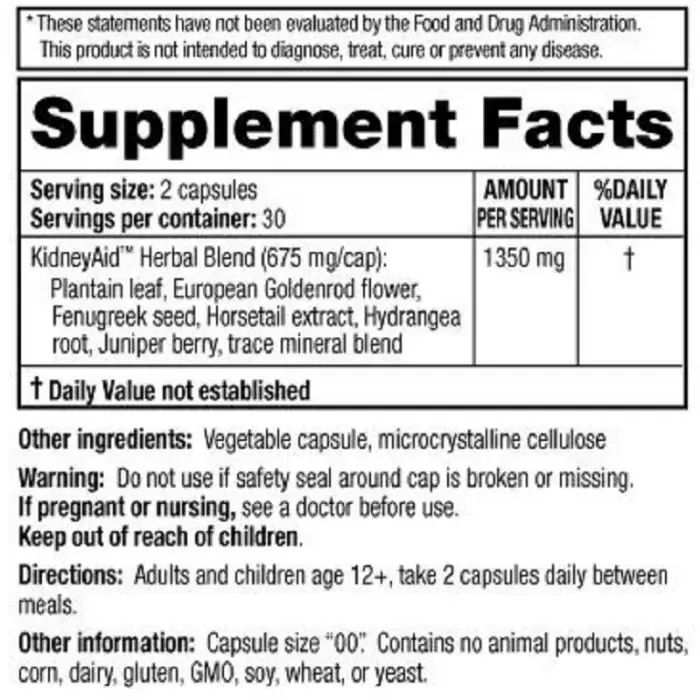 Трави Ridgecrest Herbals Комплекс для підтримки Функції нирок, KidneyAid, RidgeCrest Herbals, (RDH-00168) зображення 2