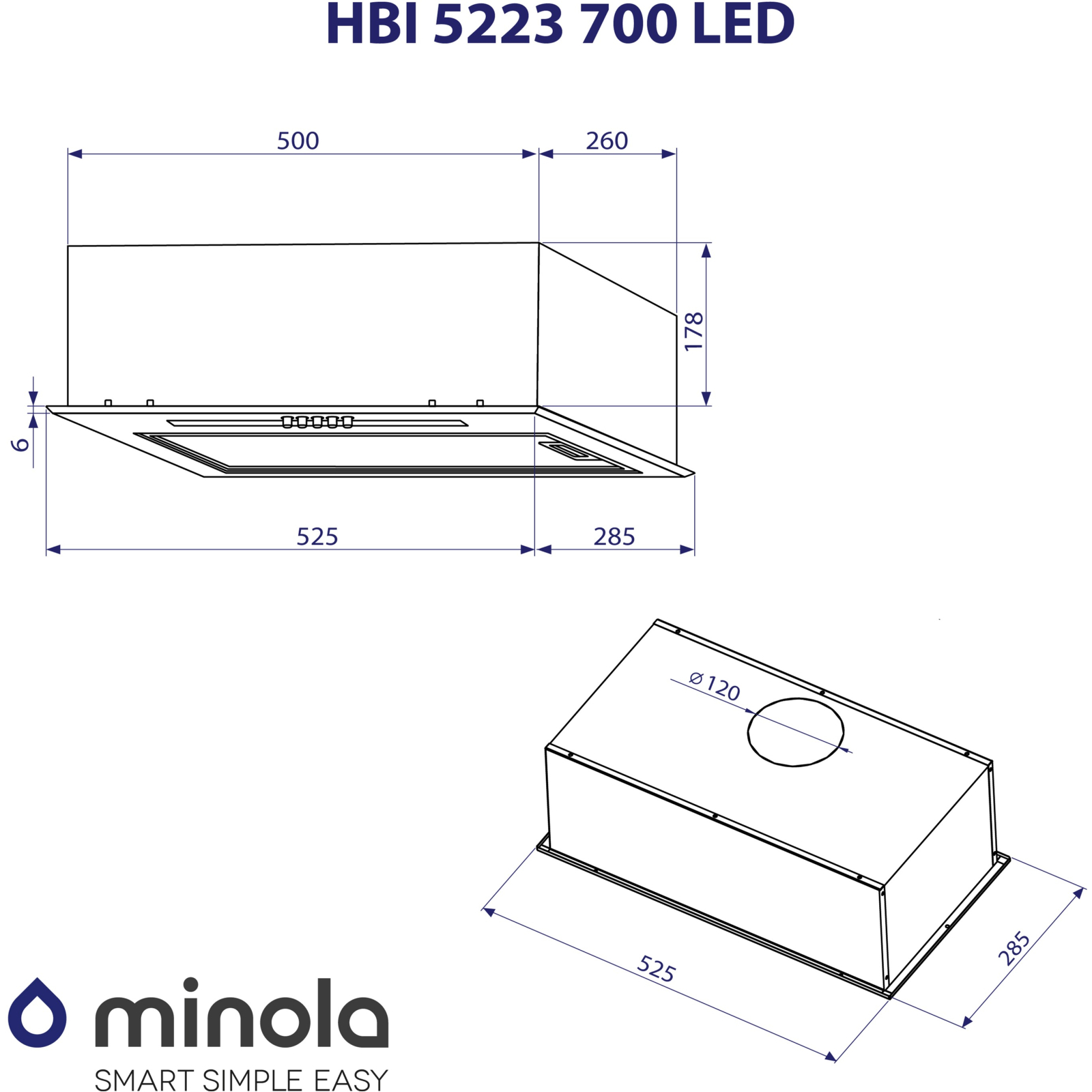 Витяжка кухонна Minola HBI 5223 I 700 LED зображення 10