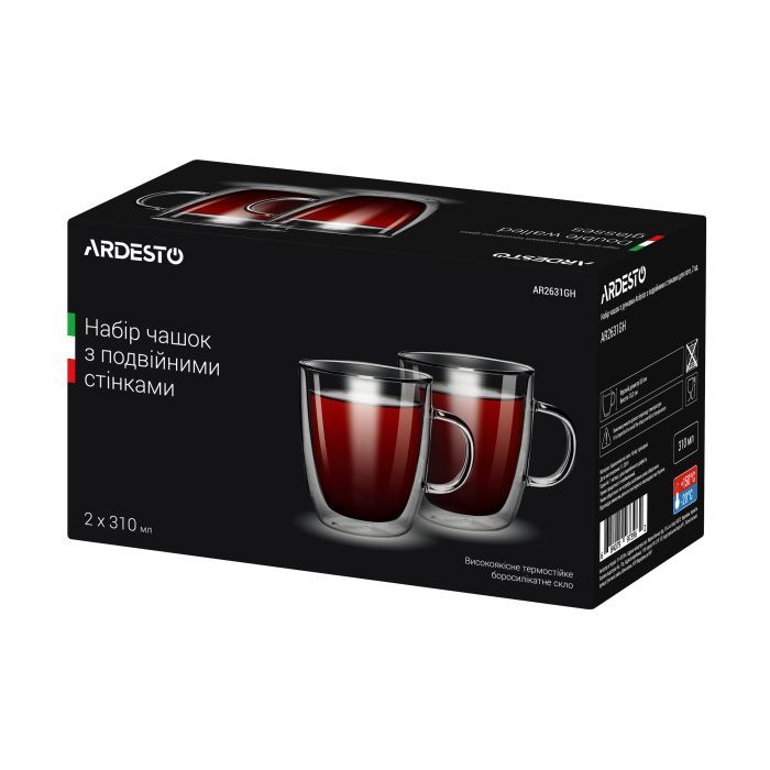 Набір чашок Ardesto 310 мл H 10,2 см 2 шт (AR2631GH) зображення 2