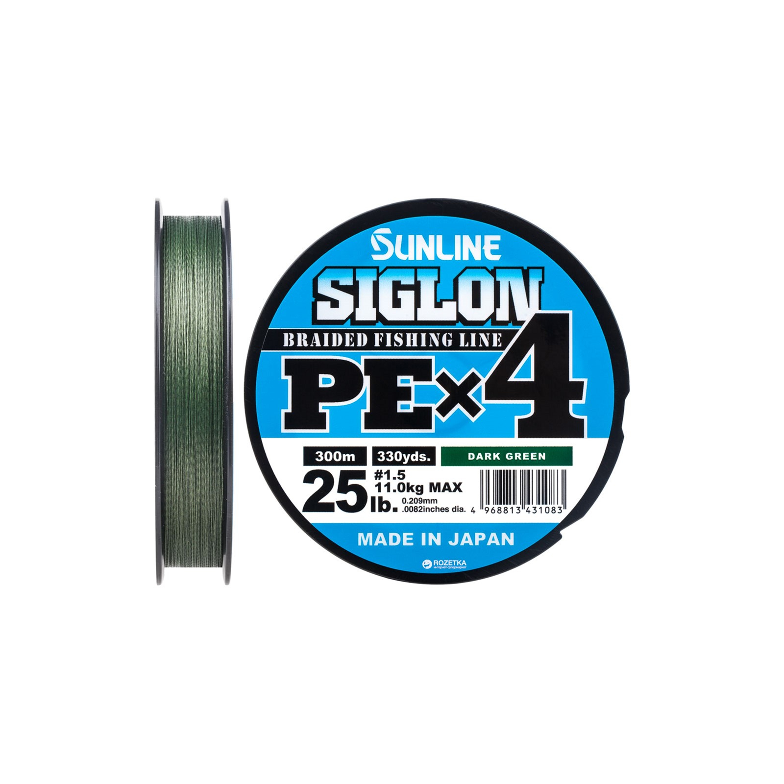 Шнур Sunline Siglon PE н4 300m 1.5/0.209mm 25lb/11.0kg Dark Green (1658.09.48)