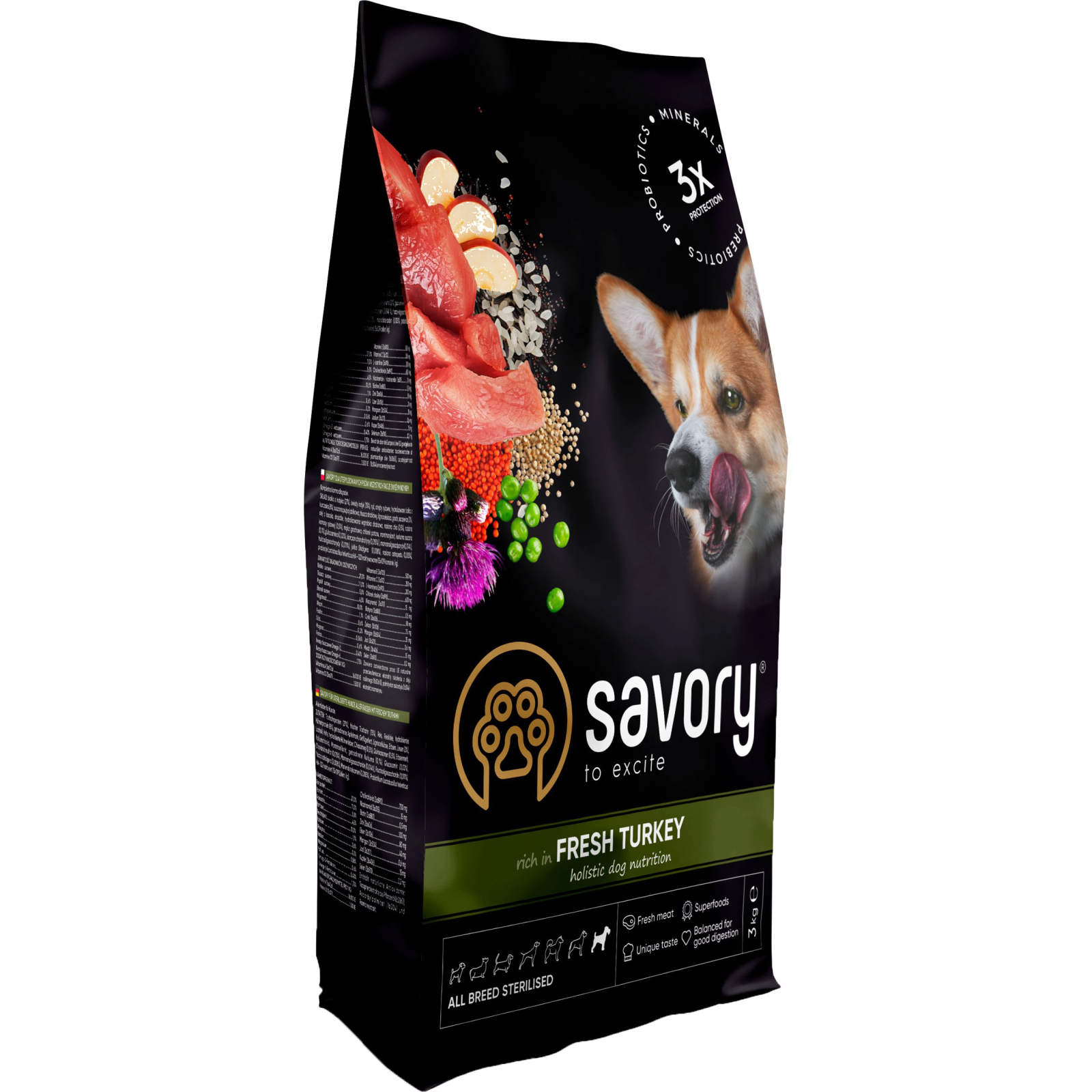 Сухий корм для собак Savory All Breed Sterilised rich in Fresh Turkey 1 кг (4820232631492)