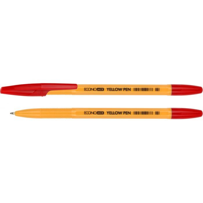 Ручка шариковая Economix YELLOW PEN 0,5мм. Корпус желтый, пишет красным (E10187-03)