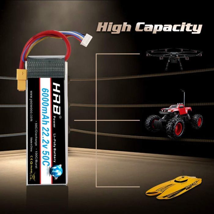 Аккумулятор для дрона HRB_ Lipo 6s 22.2V 6000mAh 50C XT60 (HR-6000MAH-6S-50C-XT60) изображение 4