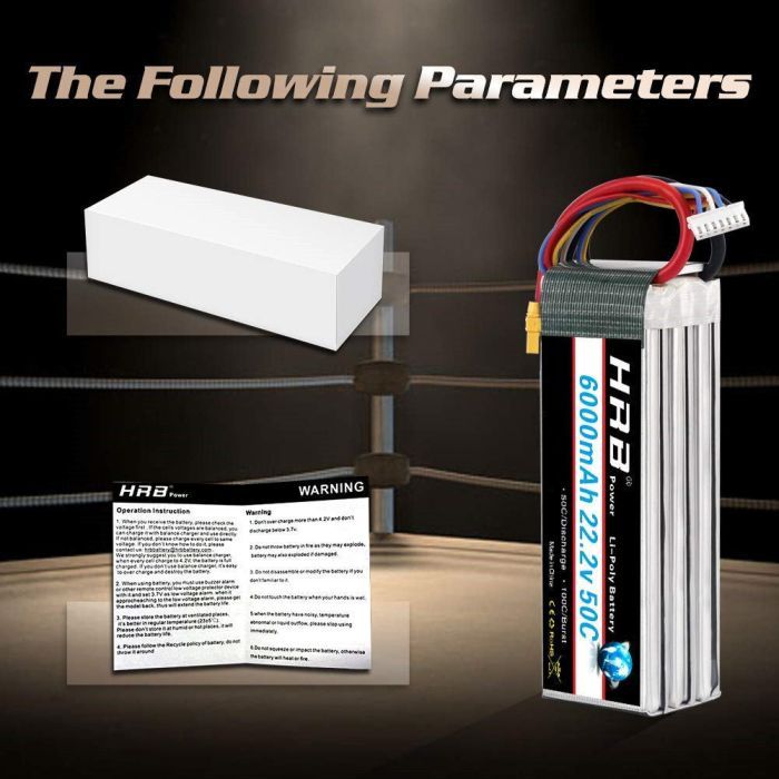 Аккумулятор для дрона HRB_ Lipo 6s 22.2V 6000mAh 50C XT60 (HR-6000MAH-6S-50C-XT60) изображение 6