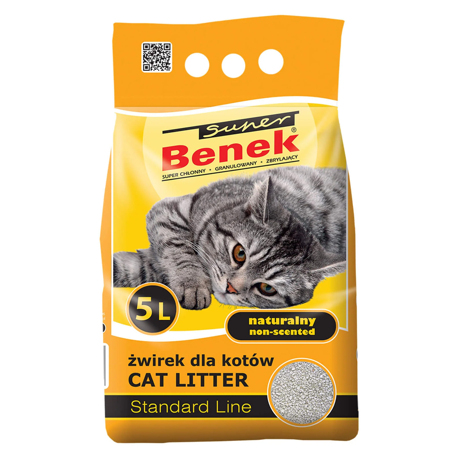 Наповнювач для туалету Super Benek Бентонітовий стандартний натуральний 5 л (5905397010012)