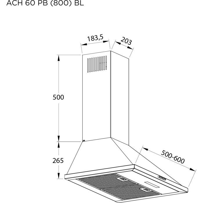 Витяжка кухонна Pyramida ACH 60 PB (800) WH зображення 7