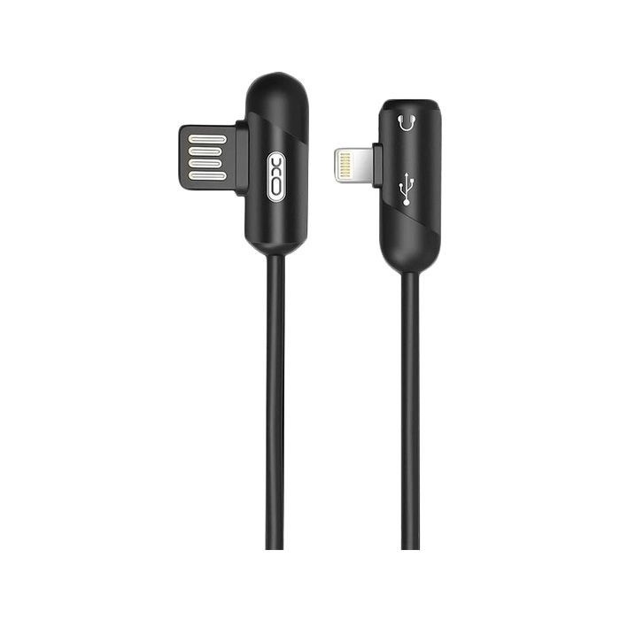 Дата кабель NB38 USB - Lightning + Lightning Audio 1.0m 2.4А Black XoKo (XO-NB38) изображение 2