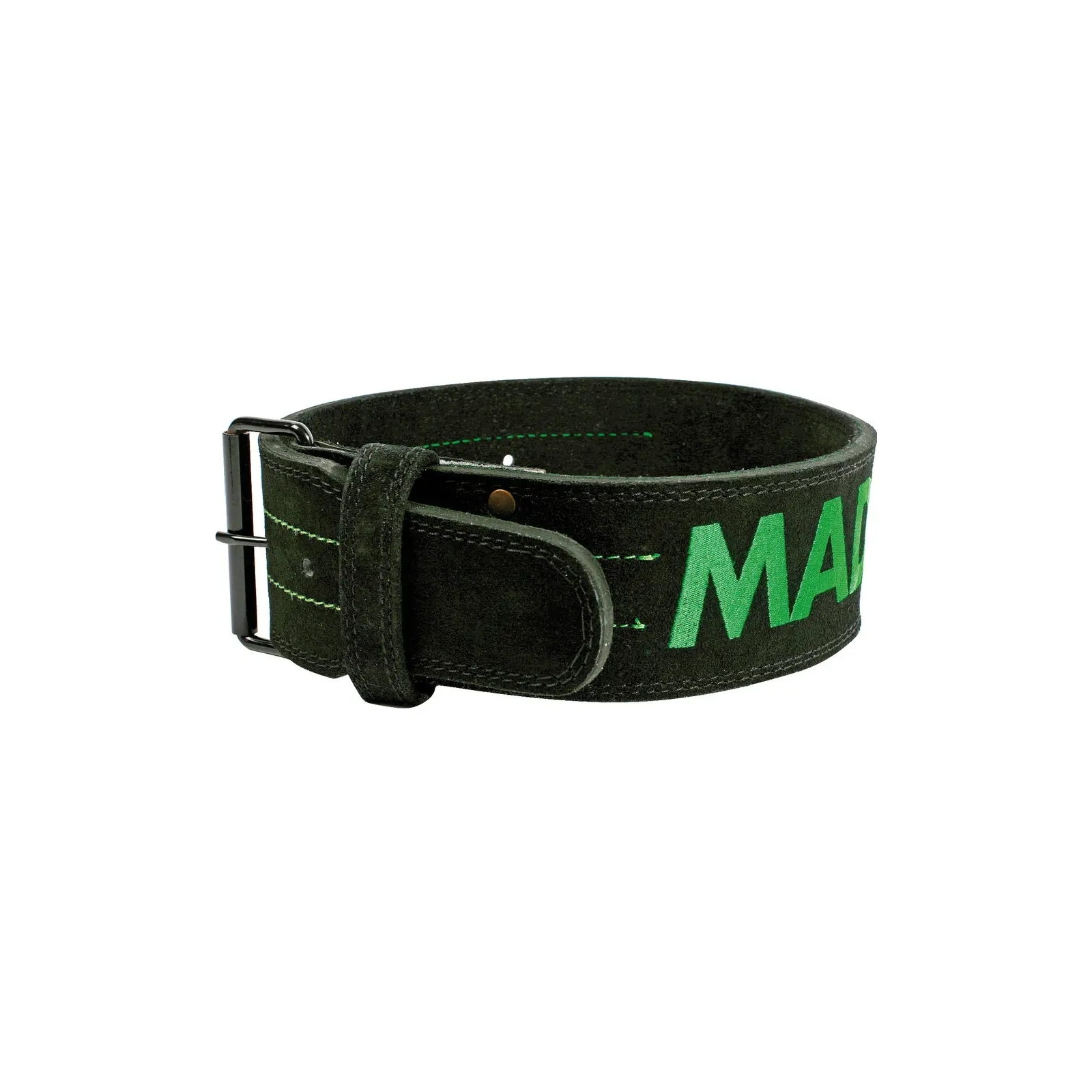 Атлетический пояс MadMax MFB-301 Suede Single Prong шкіряний Black/Green XL (MFB-301_XL)
