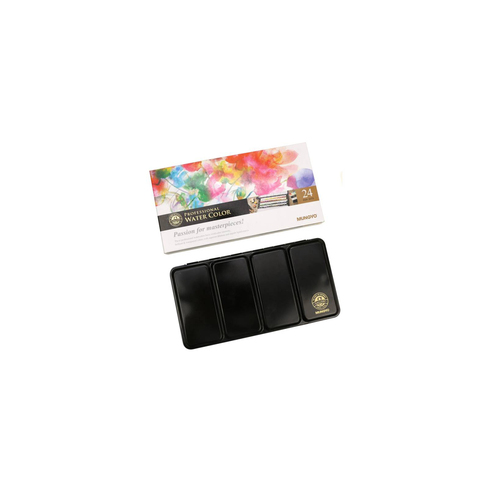 Акварельні фарби MUNGYO Gallery 24 кольору в кюветах металевий пенал (8804819139249) зображення 2