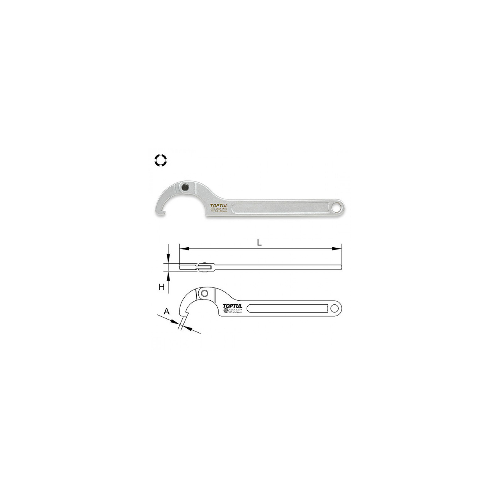 Ключ Toptul для круглых шлицевых гаек шарнирный 35-50мм (AEEX1A50) изображение 2