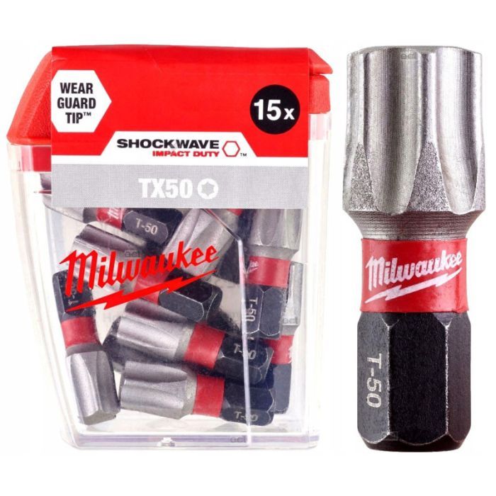 Набор бит Milwaukee SHOCKWAVE, TX50, 25мм, 15шт (4932430892) изображение 2