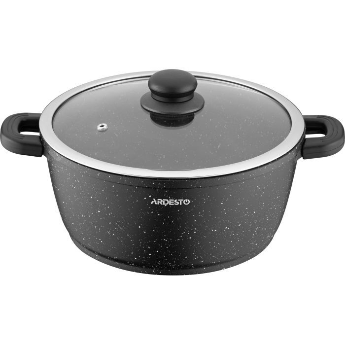 Кастрюля Ardesto Gemini Anzio скляна кришка 20 см 2,5 л чорна (AR2420GE)