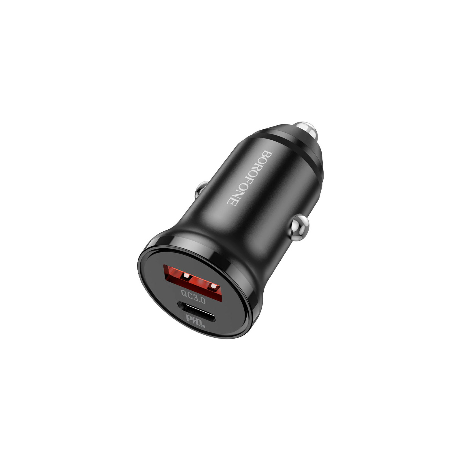 Зарядний пристрій BOROFONE BZ18A PD20W+QC3.0 car charger USB-A/Type-C Black (BZ18AB)
