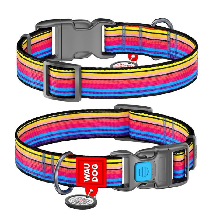 Нашийник для тварин WAUDOG Nylon з QR паспортом "Лінія 1" пластиковий фастекс XXL (284-0006)