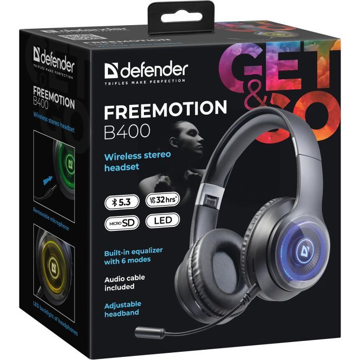 Наушники Defender FreeMotion B400 LED Bluetooth Black (63400) изображение 8