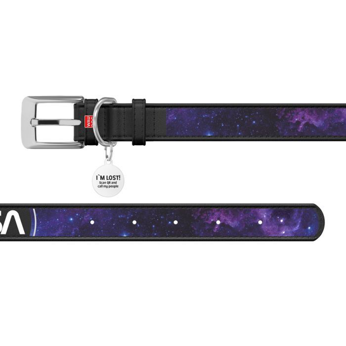 Нашийник для тварин WAUDOG Design з QR-паспортом "NASA21" Ш 20 мм Д 29-38 см чорний (3604-0148-01) зображення 3