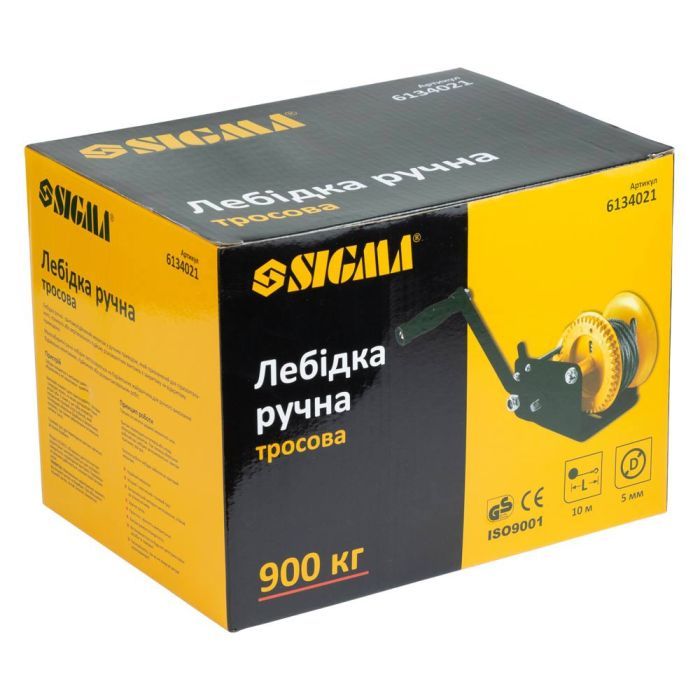 Лебідка Sigma ручна барабанна, сталевий трос 10мx5мм, 900кг (6134021) зображення 11