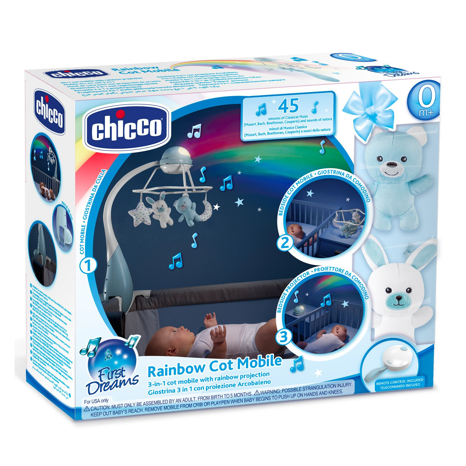 Мобиль Chicco проектор на ліжечко 3 в 1 "Райдуга" блакитний (11041.20) изображение 2
