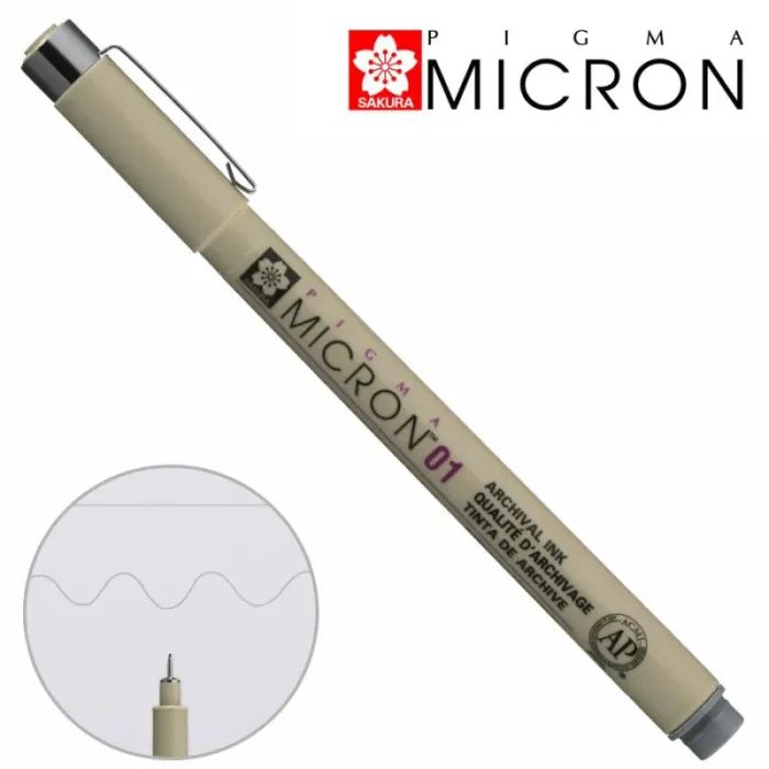 Лайнер Sakura Pigma Micron (0.1) 0,25 мм Сірий (084511333666) зображення 4