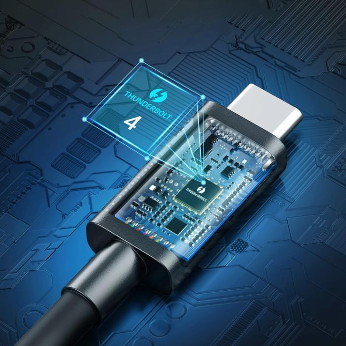 Дата кабель USB-С to USB-С 0.8m Thunderbolt4 40Gbps Power Delivery 100W 8K60Hz Choetech (A3010-BK) изображение 2