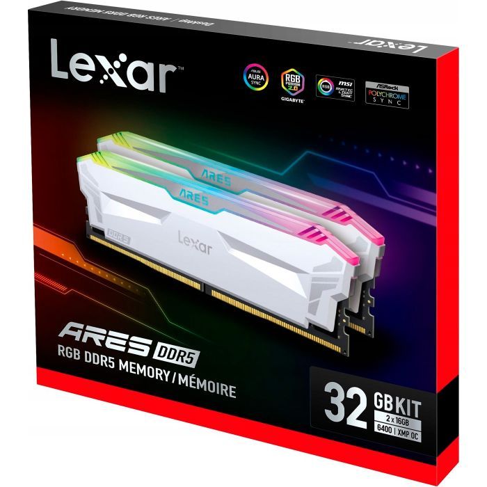Модуль памяти для компьютера DDR5 32GB (2x(16GB) 6400 MHz Ares RGB White Lexar (LD5EU016G-R6400GDWA) изображение 5
