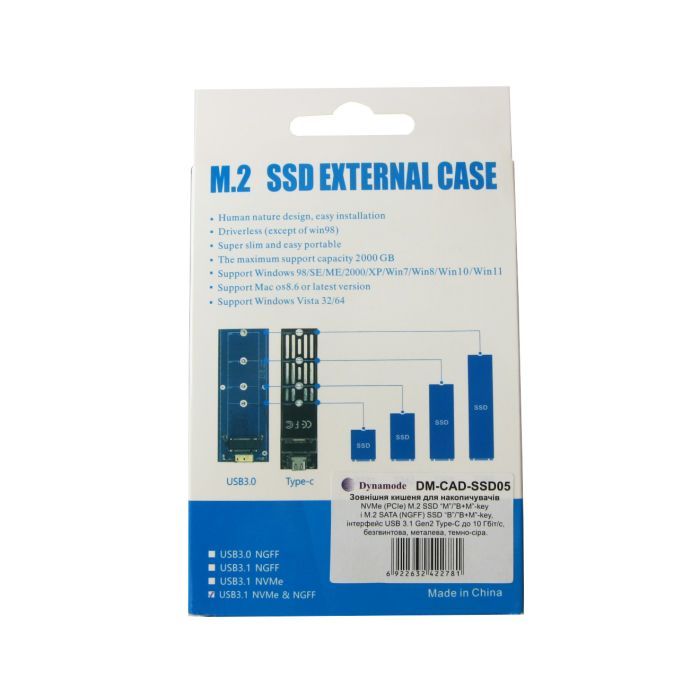 Кишеня зовнішня Dynamode M.2 SSD NVMe/SATA combo USB3.2 GEN2 USB-C (DM-CAD-SSD05) зображення 10