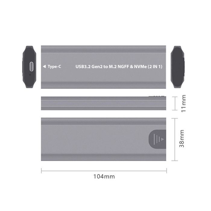 Кишеня зовнішня Dynamode M.2 SSD NVMe/SATA combo USB3.2 GEN2 USB-C (DM-CAD-SSD05) зображення 5