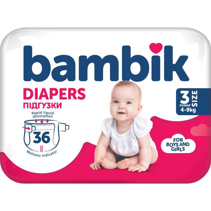 Підгузки Bambik Medium MIDI Розмір 3 (4-9 кг) 36 шт (4823071652284) зображення 2