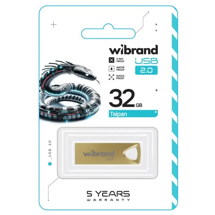 USB флеш накопичувач Wibrand 8GB Taipan Gold USB 2.0 (WI2.0/TA8U2G) зображення 2