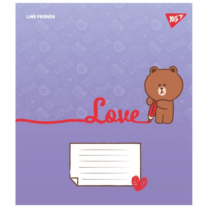 Тетрадь Yes Line Friends. Love letter 12 листов линия (766948) изображение 2