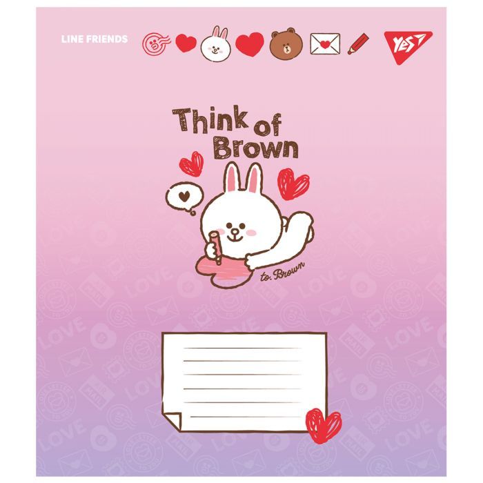 Тетрадь Yes Line Friends. Love letter 12 листов линия (766948) изображение 3