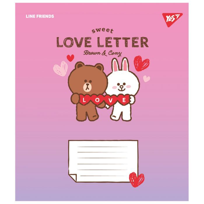 Тетрадь Yes Line Friends. Love letter 12 листов линия (766948) изображение 4
