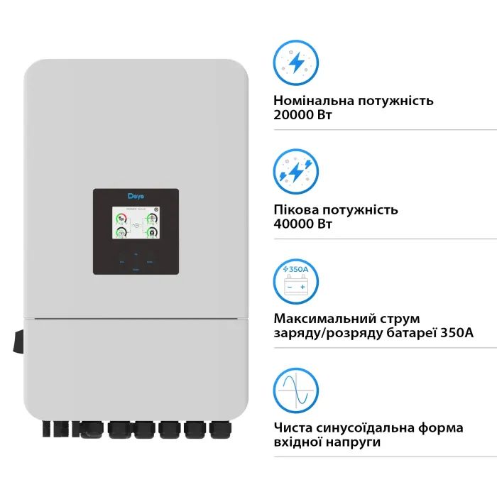 Солнечный инвертор Deye SUN-20K-SG05LP3-EU-SM2, 20кВт (SUN-20K-SG05LP3-EU-SM2) изображение 2