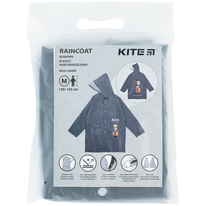 Дождевик детский Kite Naruto, M 130-145 см Сірий (NR24-2600M) изображение 4